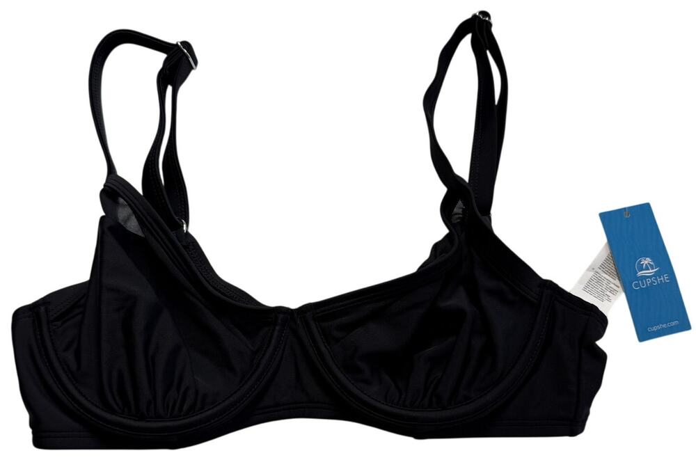 Cupshe Black Mesh Underwire Bikini Top M US 8–10 NWT